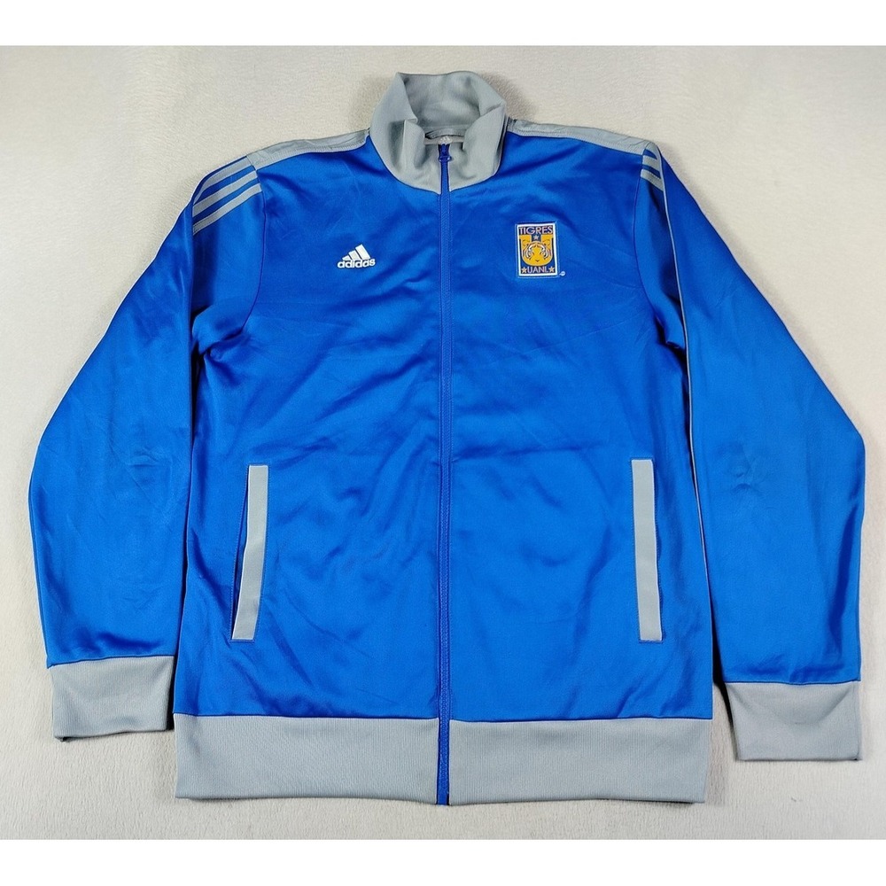 Tigres UANL Track Jacket Mens Medium Blue Soccer Adidas Full Zip Top Warm Up
